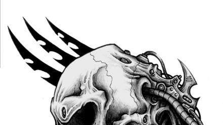 Skulls steampunk artwork drawings cybernetic wallpaper