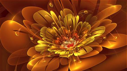 Abstract flowers orange deviantart digital art july wallpaper