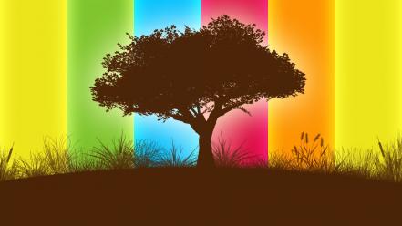 Abstract trees multicolor digital art tree of life wallpaper