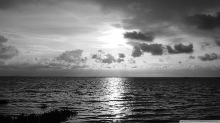 Black and white nature beach sea wallpaper