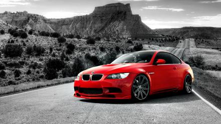 Bmw red cars supercars selective coloring m3 e92 wallpaper