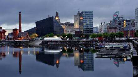 Cityscapes architecture liverpool britain buildings modern reflections wallpaper