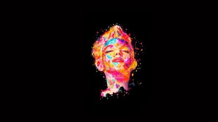 Minimalistic multicolor marilyn monroe black background alessandro pautasso wallpaper