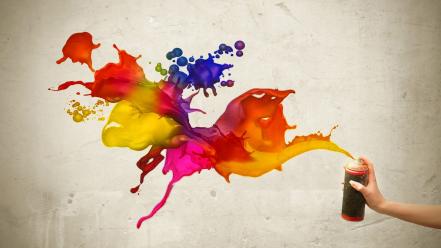 Multicolor digital art 3d colors spraycan paint splatter wallpaper