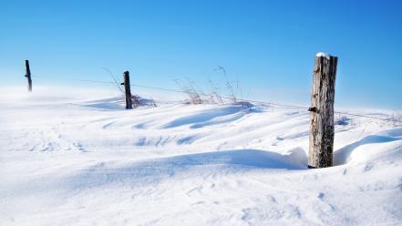 Nature snow fences clear blue sky wallpaper