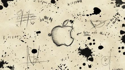 Paper sketches sheet apples splashes wallpaper