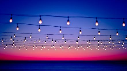 Power lines light bulbs seascapes skies skyland wallpaper