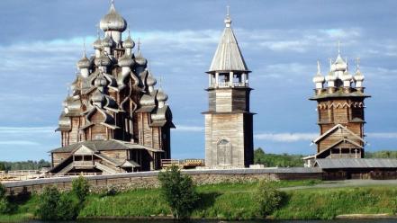Russia chapel temple karelia kizhi wooden architecture wallpaper