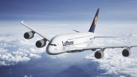 Clouds aircraft air skyscapes lufthansa wallpaper