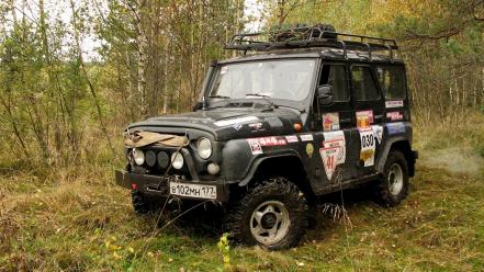 Forest cars grass uaz offroad russian russians wallpaper