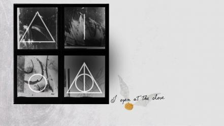 Grayscale and the deathly hallows snitch symbols wallpaper