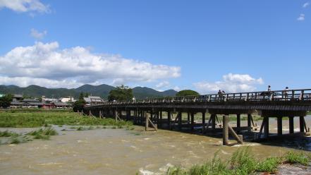 Japan bridges kyoto blue skies wallpaper