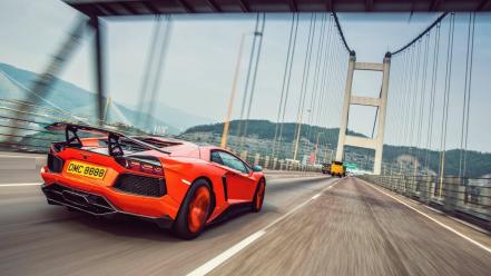 Lamborghini bridges highway roads aventador molto veloce wallpaper