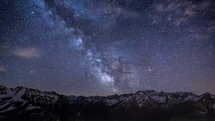 Mountains nature outer space night stars skyscapes wallpaper