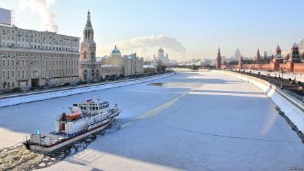 Ships moscow morning kremlin rivers winter sports wallpaper