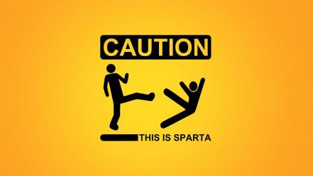 Yellow sparta funny warning caution wallpaper