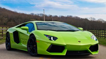 Cars lamborghini aventador verde wallpaper