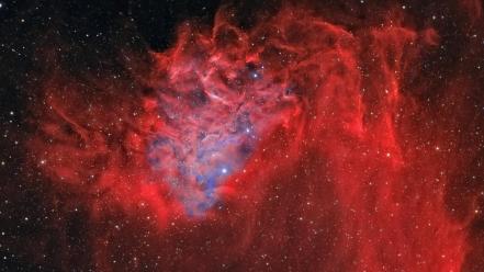 Clouds outer space red stars nebulae wallpaper