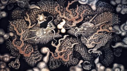 Dragons zen buddhism temple wallpaper