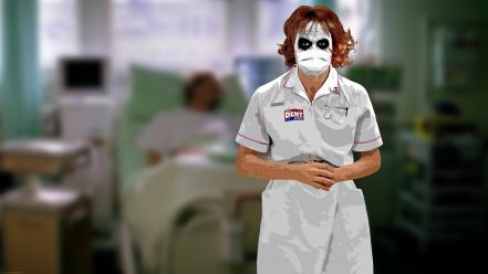 Joker dark knight nurse uniform blurred background wallpaper