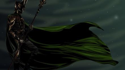 Loki gods norse night sky mjolnir sceptres wallpaper