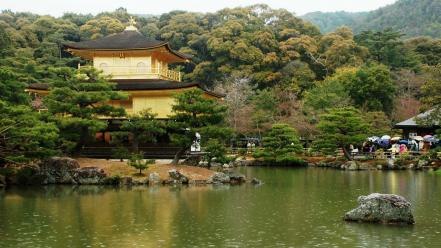 Water japan buildings golden temple kinkakuji wallpaper