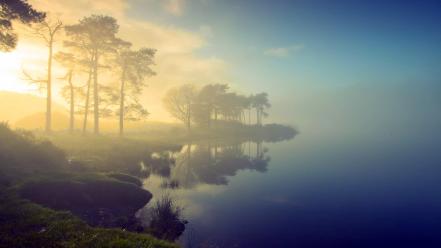 Water landscapes nature sun fog sea wallpaper