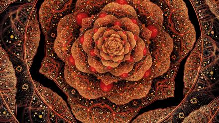 Abstract fractals patterns digital art roses wallpaper