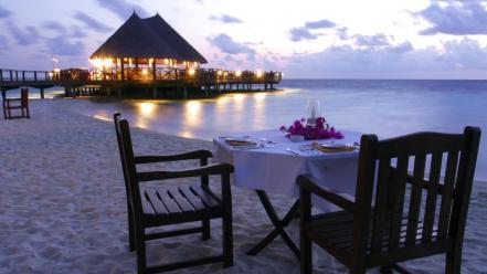 Beach restaurant dinner wallpaper