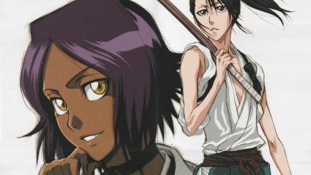 Bleach kuchiki byakuya shihouin yoruichi wallpaper