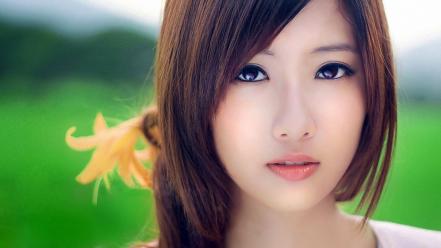 Brunettes women chinese asians faces wallpaper