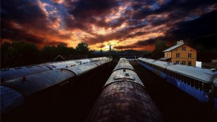 Clouds nature rust skyscapes trainway wallpaper