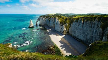 Landscapes nature beach france etretat wallpaper