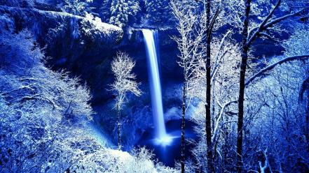 Landscapes winter waterfalls wallpaper