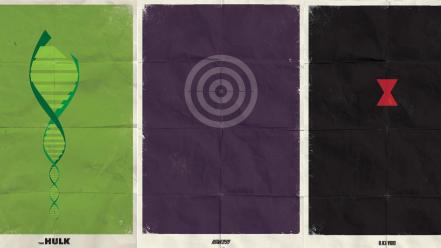 Minimalistic black widow the avengers hawkeye symbols wallpaper