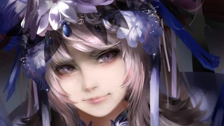 Purple eyes hair ornaments wallpaper