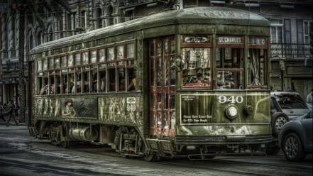 Streets new orleans photomanipulation cities trainway wallpaper