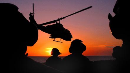 Sunset military helicopters wallpaper