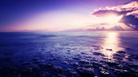 Sunset ocean clouds landscapes waterscapes wallpaper