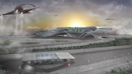 Futuristic airports wallpaper