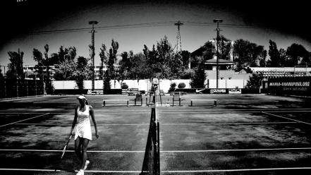 Maria sharapova tennis monochrome court players russians wallpaper