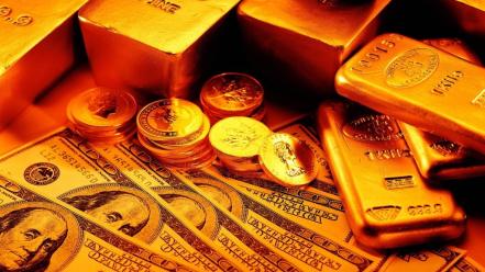 Metal gold golden crisis dollar bills noble financial wallpaper