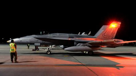 Night airplanes bomber fa-18 hornet jet aircraft wallpaper
