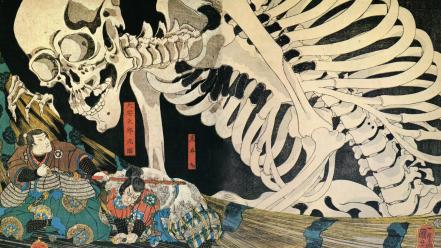 Samurai skeletons ukiyo-e utagawa kuniyoshi wallpaper