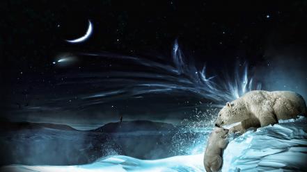Snow digital art bears polar wallpaper