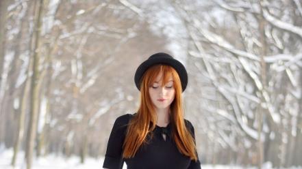 Winter snow redheads wallpaper