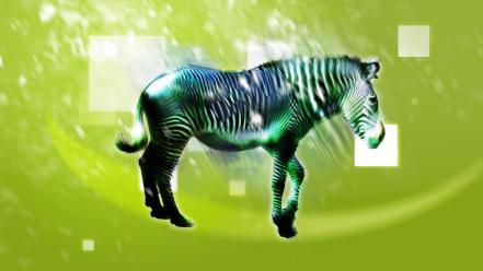 Green abstract animals zebras wallpaper