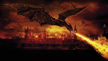 London reign of fire artwork digital art dragons wallpaper