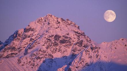 Moonrise Alpenglow wallpaper