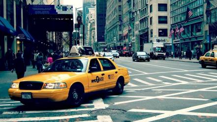 Streets new york city taxi wallpaper